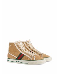 beige hohe Sneakers aus Wildleder von Gucci