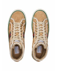 beige hohe Sneakers aus Wildleder von Gucci