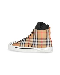 beige hohe Sneakers mit Karomuster von Burberry