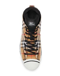 beige hohe Sneakers mit Karomuster von Burberry