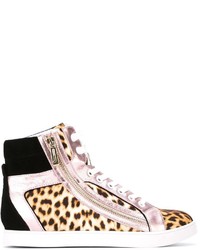 beige hohe Sneakers mit Leopardenmuster von Just Cavalli