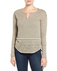 beige horizontal gestreifte Bluse