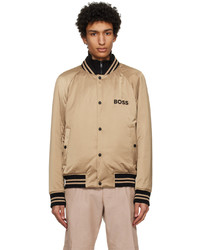 beige horizontal gestreifte Satin Bomberjacke