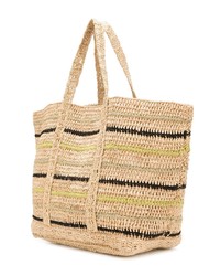 beige horizontal gestreifte Shopper Tasche aus Stroh von Vanessa Bruno