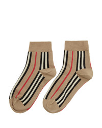 beige horizontal gestreifte Socken von Burberry