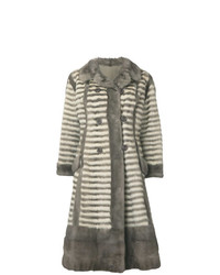 beige horizontal gestreifter Mantel von William Vintage