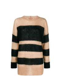 beige horizontal gestreifter Oversize Pullover von N°21