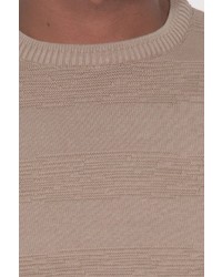 beige horizontal gestreifter Pullover mit einem Rundhalsausschnitt von FIOCEO