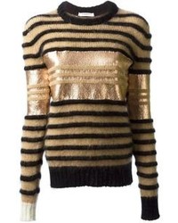 beige horizontal gestreifter Pullover mit einem Rundhalsausschnitt von Givenchy
