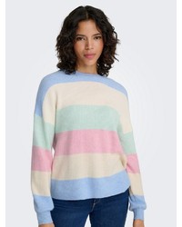 beige horizontal gestreifter Pullover von Only