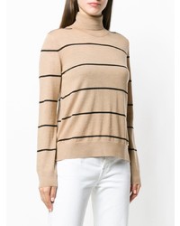 beige horizontal gestreifter Rollkragenpullover von Fay