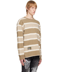 beige horizontal gestreiftes Langarmshirt von AAPE BY A BATHING APE