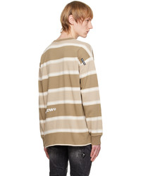 beige horizontal gestreiftes Langarmshirt von AAPE BY A BATHING APE