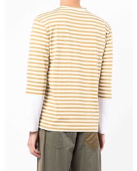 beige horizontal gestreiftes Langarmshirt von Comme Des Garcons Play