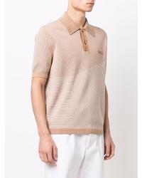 beige horizontal gestreiftes Polohemd von Billionaire