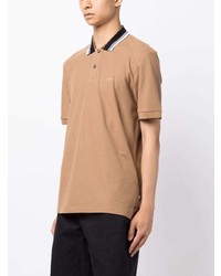 beige horizontal gestreiftes Polohemd von BOSS