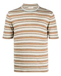 beige horizontal gestreiftes T-Shirt mit einem Rundhalsausschnitt von Altea