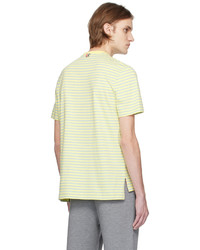 beige horizontal gestreiftes T-Shirt mit einem Rundhalsausschnitt von Thom Browne