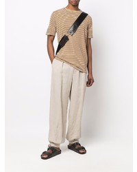 beige horizontal gestreiftes T-Shirt mit einem Rundhalsausschnitt von Isabel Marant