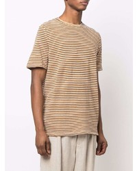 beige horizontal gestreiftes T-Shirt mit einem Rundhalsausschnitt von Isabel Marant