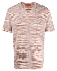 beige horizontal gestreiftes T-Shirt mit einem Rundhalsausschnitt von Missoni