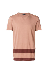 beige horizontal gestreiftes T-Shirt mit einem Rundhalsausschnitt von Qasimi