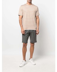 beige horizontal gestreiftes T-Shirt mit einem Rundhalsausschnitt von Eleventy