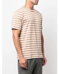 beige horizontal gestreiftes T-Shirt mit einem Rundhalsausschnitt von Eleventy