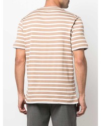 beige horizontal gestreiftes T-Shirt mit einem Rundhalsausschnitt von Eleventy