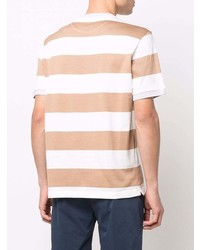 beige horizontal gestreiftes T-Shirt mit einem Rundhalsausschnitt von Eleventy