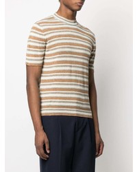 beige horizontal gestreiftes T-Shirt mit einem Rundhalsausschnitt von Altea