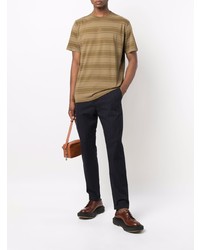 beige horizontal gestreiftes T-Shirt mit einem Rundhalsausschnitt von PS Paul Smith