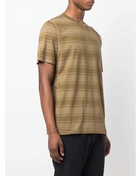 beige horizontal gestreiftes T-Shirt mit einem Rundhalsausschnitt von PS Paul Smith