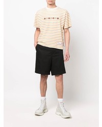 beige horizontal gestreiftes T-Shirt mit einem Rundhalsausschnitt von Gcds