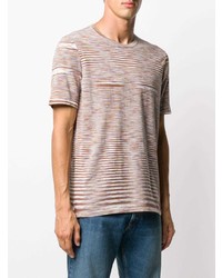 beige horizontal gestreiftes T-Shirt mit einem Rundhalsausschnitt von Missoni