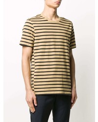 beige horizontal gestreiftes T-Shirt mit einem Rundhalsausschnitt von Tiger of Sweden