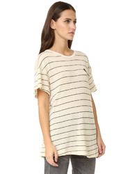 beige horizontal gestreiftes T-shirt von Wildfox Couture