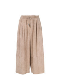 beige Hosenrock aus Wildleder