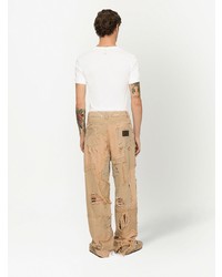 beige Jeans mit Destroyed-Effekten von Dolce & Gabbana