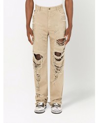 beige Jeans mit Destroyed-Effekten von Dolce & Gabbana