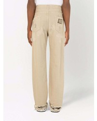 beige Jeans mit Destroyed-Effekten von Dolce & Gabbana