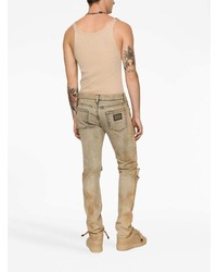 beige Jeans mit Destroyed-Effekten von Dolce & Gabbana