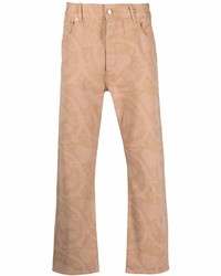 beige Jeans mit Paisley-Muster
