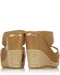 beige Keilsandaletten aus Leder von Jimmy Choo