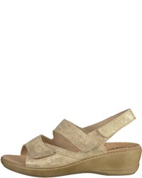 beige Keilsandaletten aus Leder von Rohde