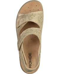 beige Keilsandaletten aus Leder von Rohde