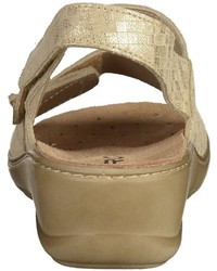 beige Keilsandaletten aus Leder von Rohde