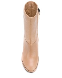 beige Keilstiefeletten aus Leder von Del Carlo