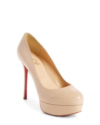 beige klobige Leder Pumps