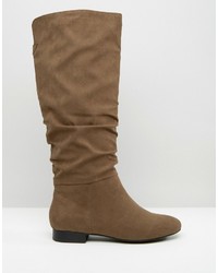 beige kniehohe Stiefel von Asos